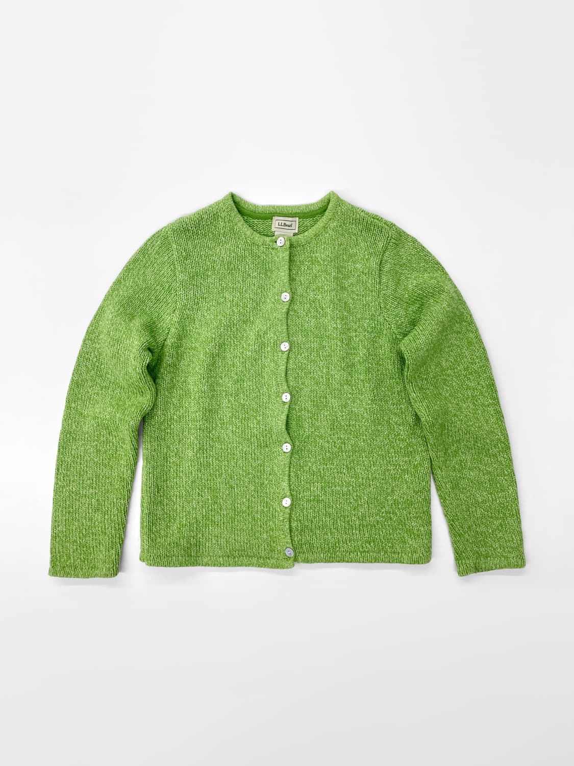 빈티지 엘엘빈 멜란지 애플 그린 코튼 니트 가디건 상품이미지2