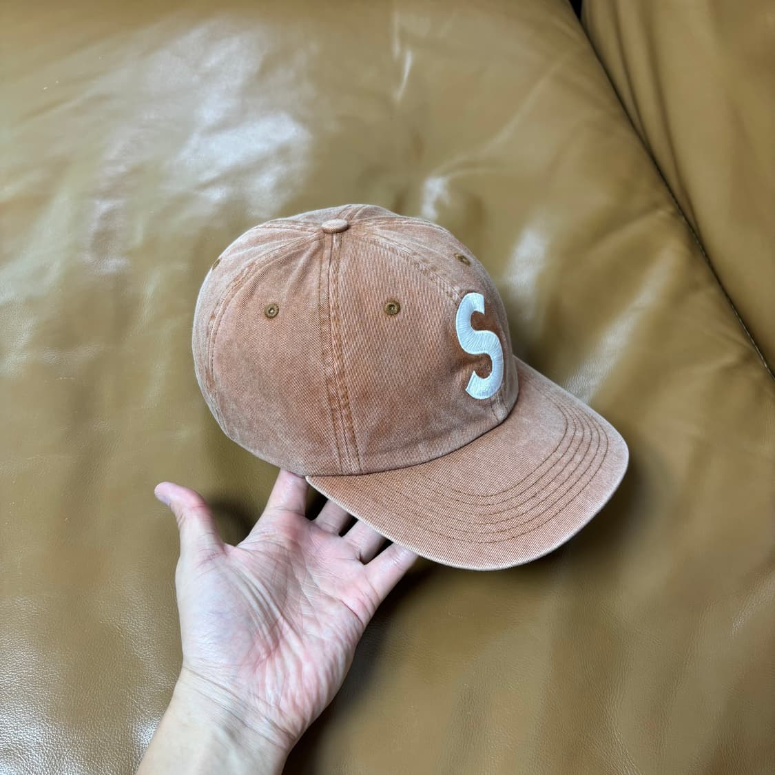 Supreme 슈프림 피그먼트 워시드 탄 S로고 6패널 볼캡 모자 Tan 상품이미지3