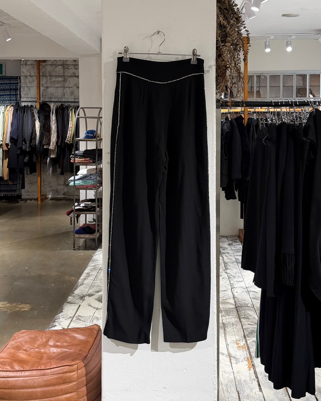 msgm 블랙 라인 스톤 와이드 팬츠 상품이미지4