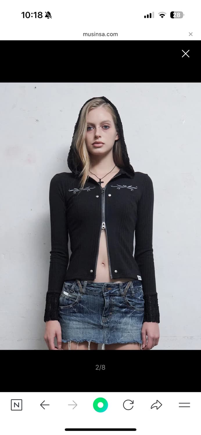 (택있음) 힐다 레이스 엠브로이더리 후드집업 상품이미지2