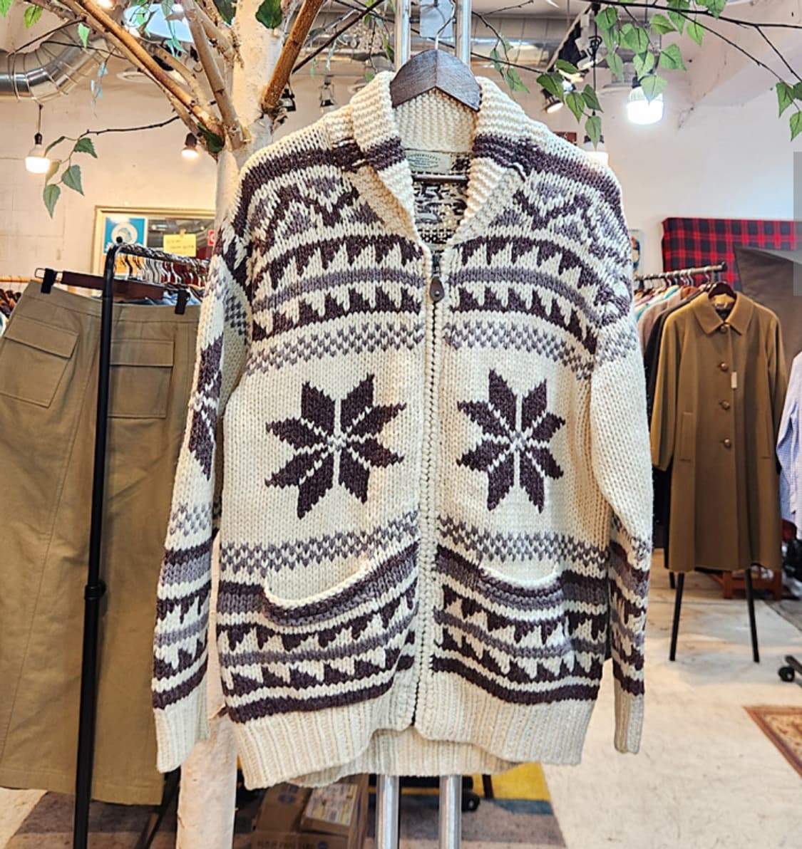 Possibility 울 블렌드 눈꽃 니트 빈티지 집업 상품이미지1