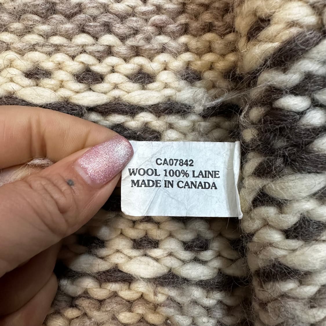 캐나다 베이지핑크 코위찬 헤비울 가디건L 상품이미지5