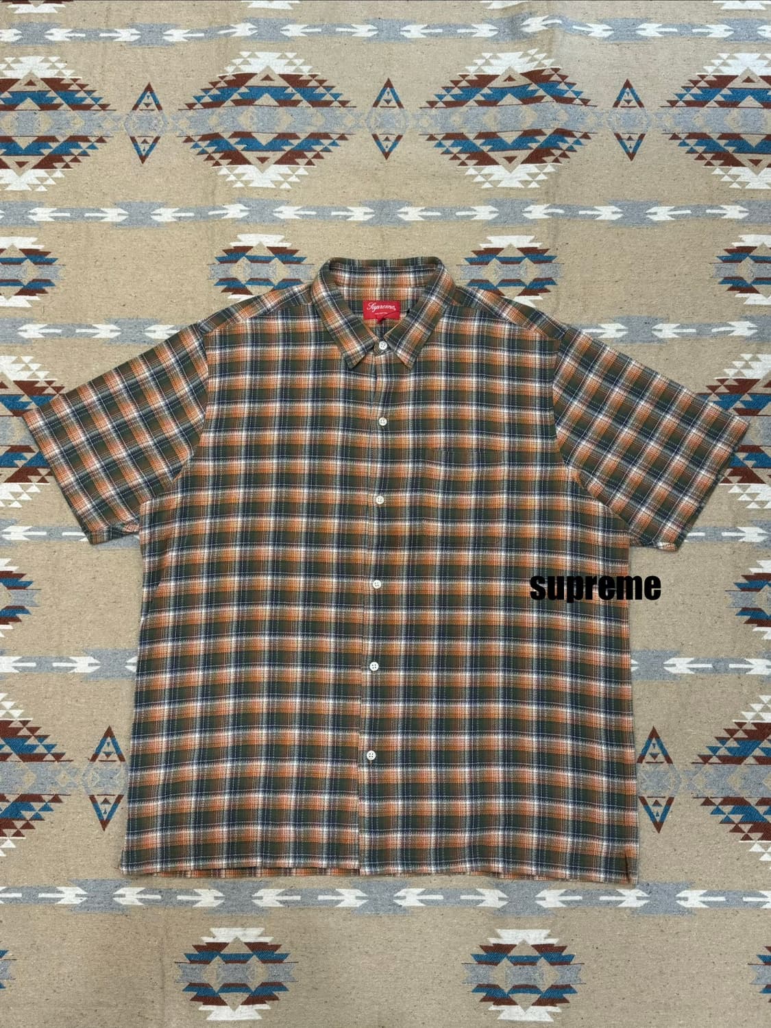 [XL] 슈프림 루즈 핏 미니 플레이드 숏슬리브 셔츠 상품이미지1