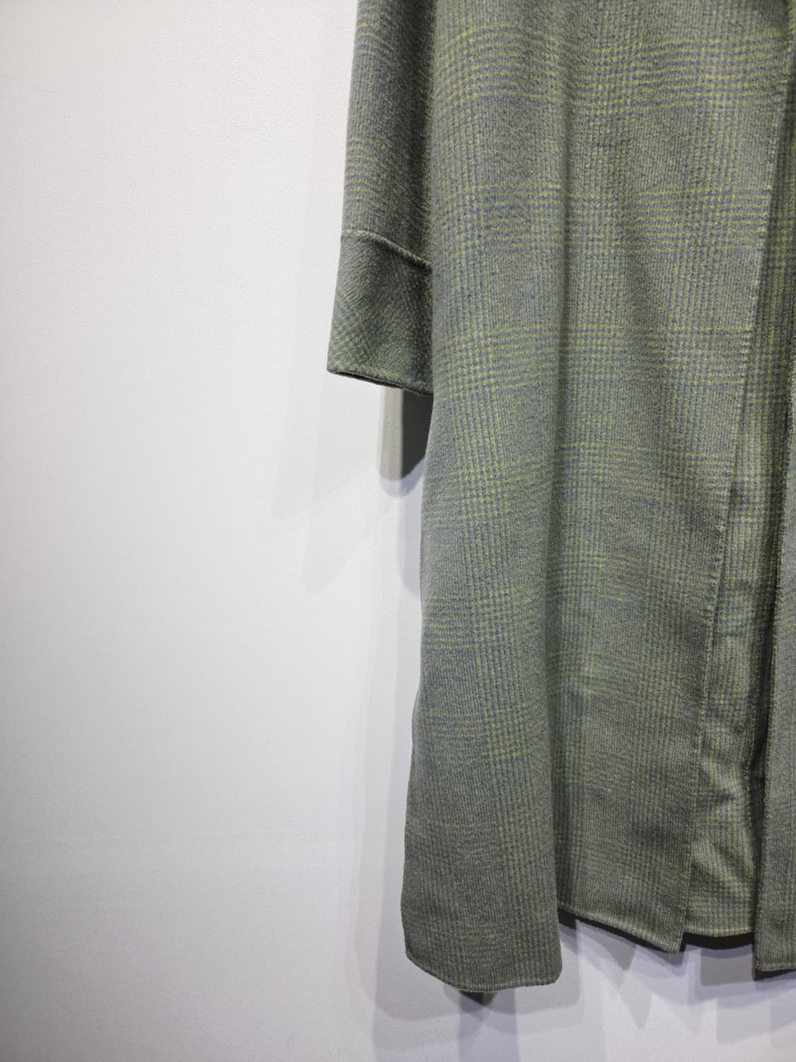 O'2nd 오즈세컨 애플그린 체크 앙고라 캐시미어 울 롱 코트 상품이미지4