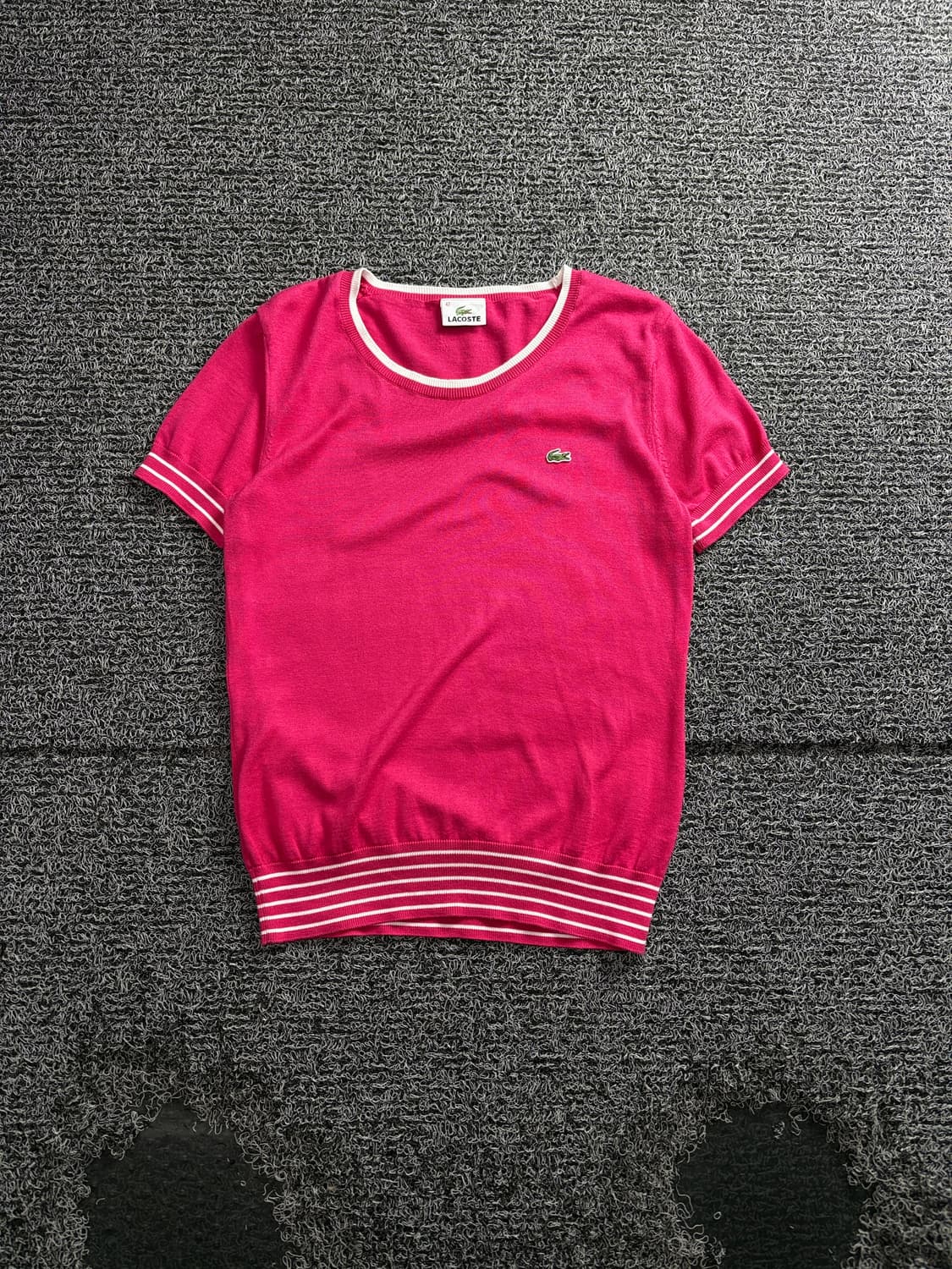 라코스테 우먼스 자수로고 반팔 니트 핑크 4210 상품이미지2