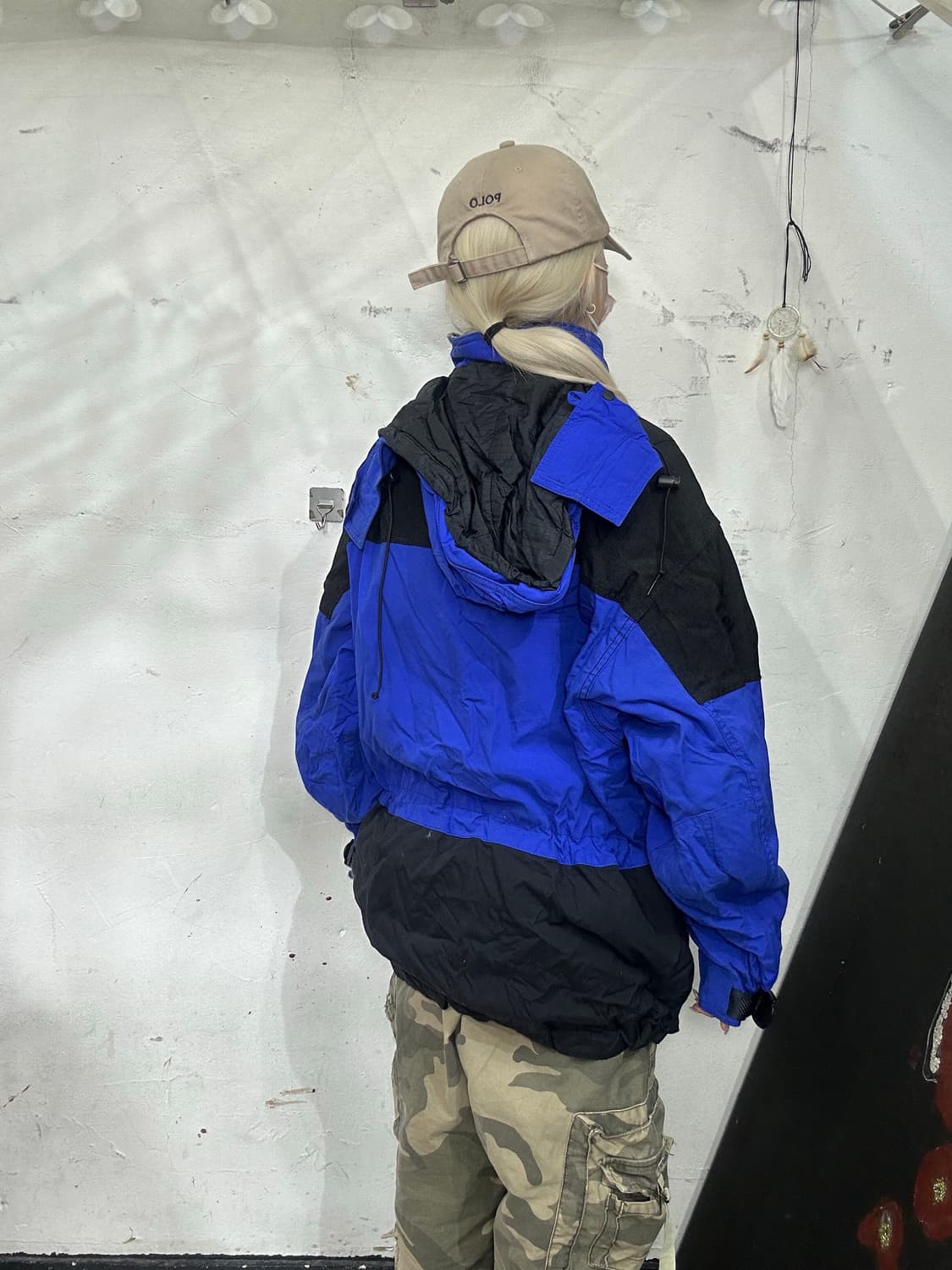 엘레쎄 블루 블랙 스키 점퍼 후드 보드 자켓 올드스쿨 잠바 L 상품이미지3