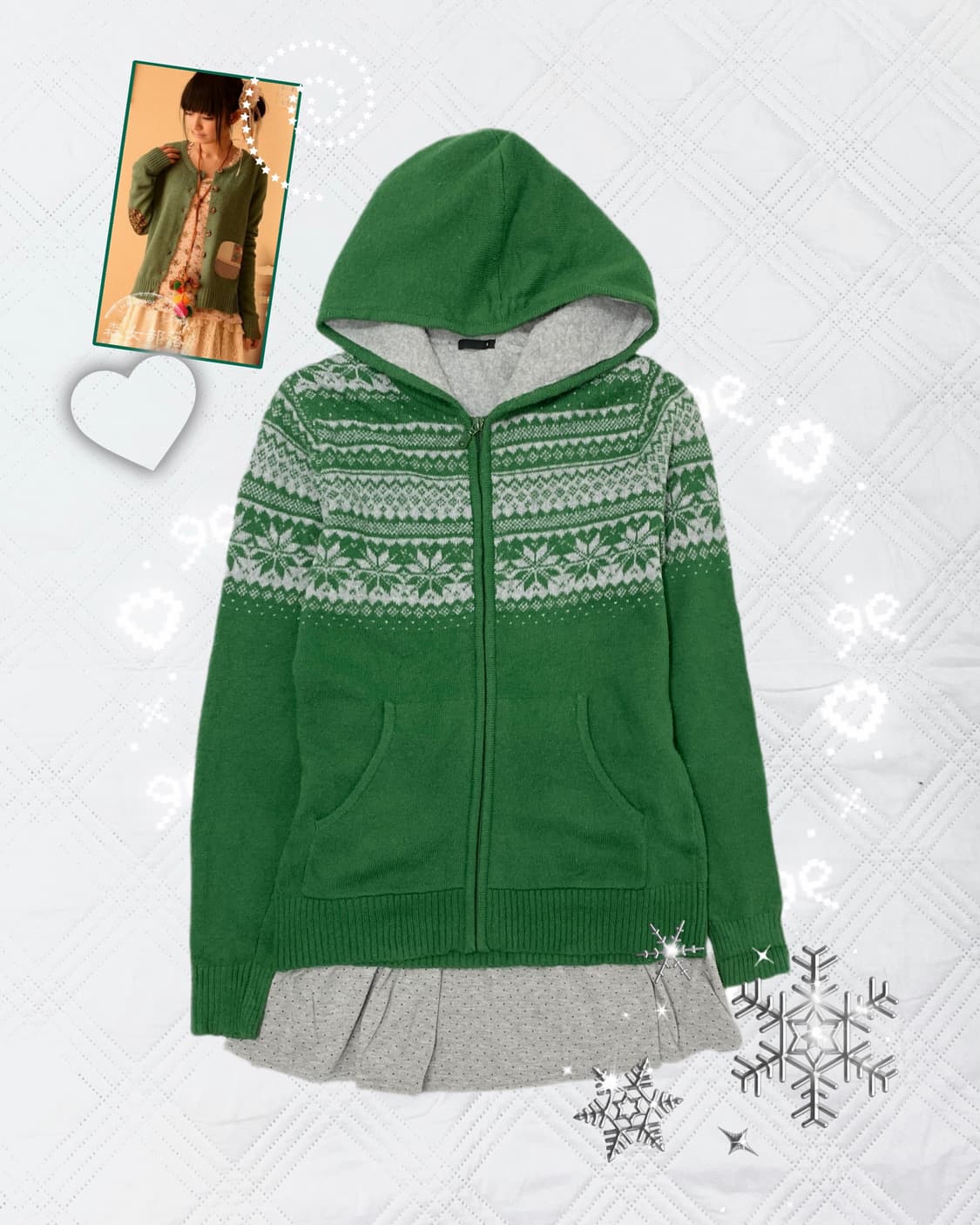 ꒰ঌ 말차라떼 맛 노르딕 니트 후드집업໒꒱ 상품이미지1