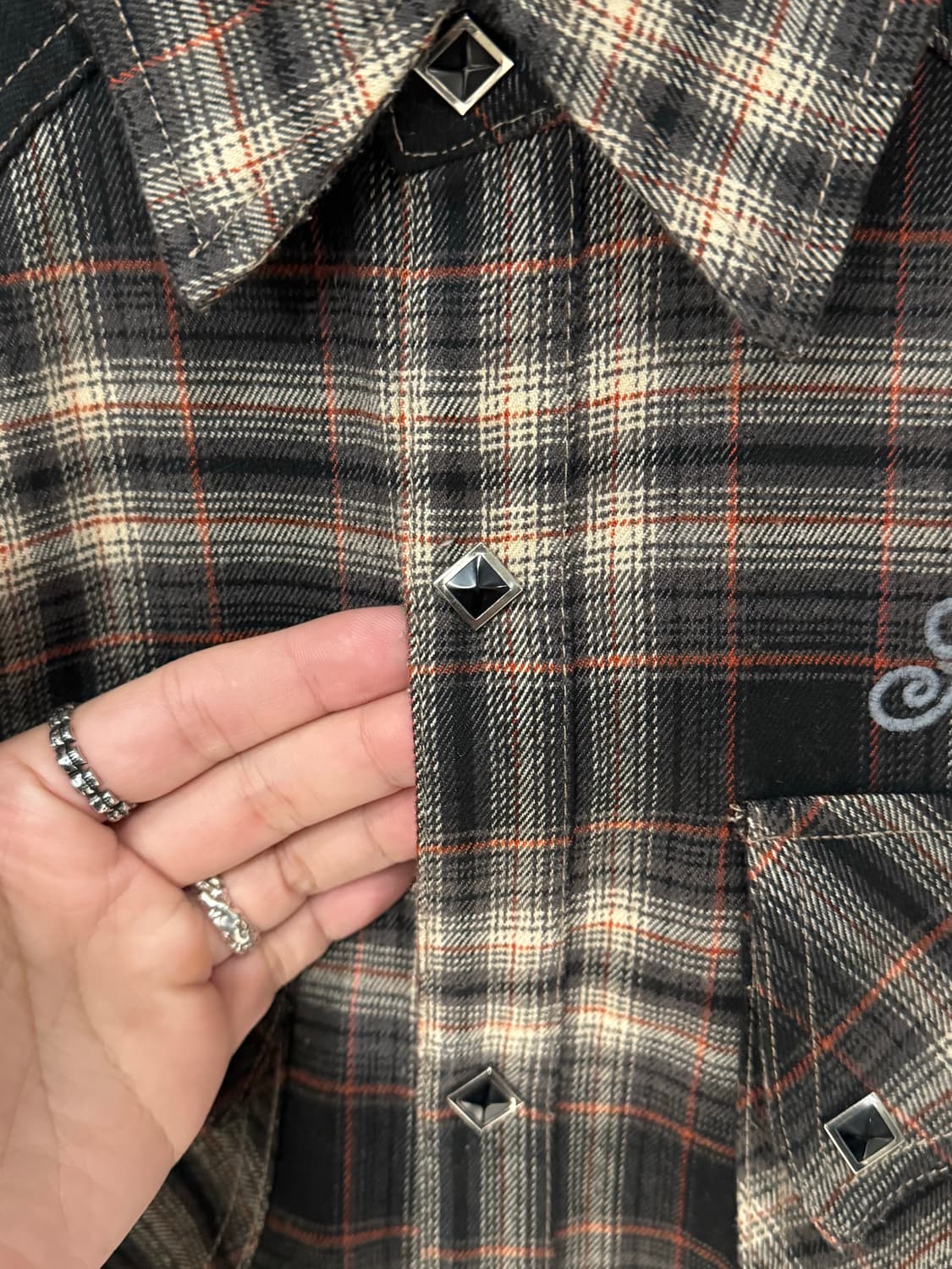 Acoustic 어쿠스틱 인디언스컬 체크 웨스턴셔츠  상품이미지7