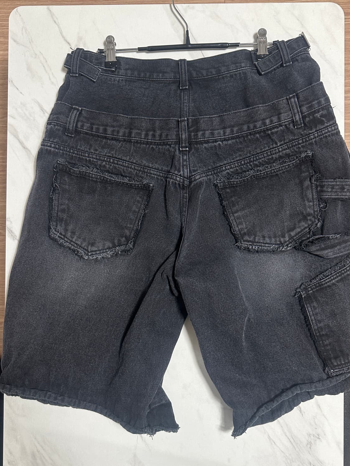 더블레이어드 흑청 버뮤다 팔아요🤙 상품이미지3