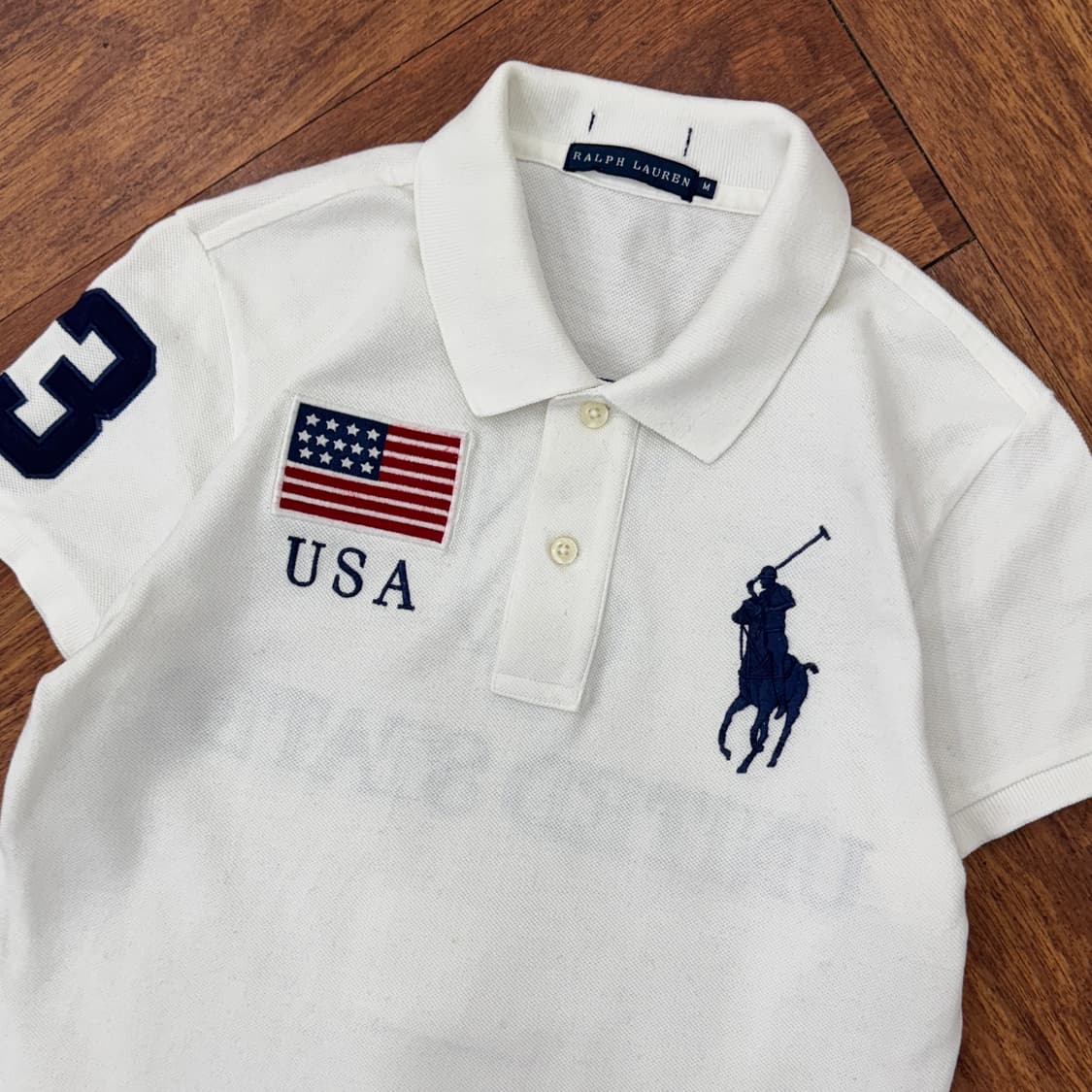 여성용 M(44) 폴로 랄프로렌 빅포니 성조기 카라 티셔츠  상품이미지3