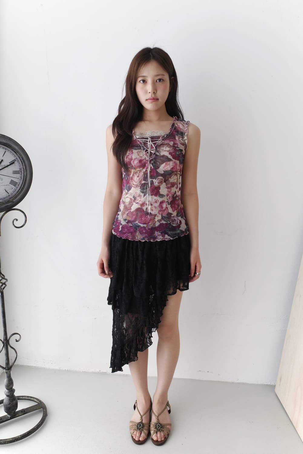 unbalanced lace skirt  상품이미지3