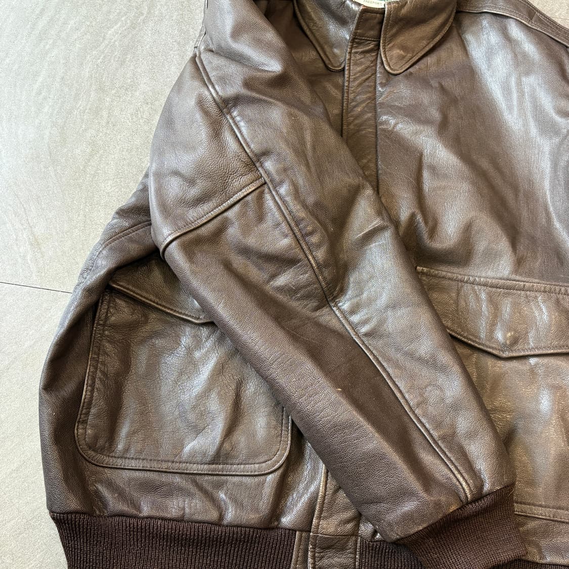 90년대 미국 생산 L.L.bean A-2 레더 자켓 상품이미지7