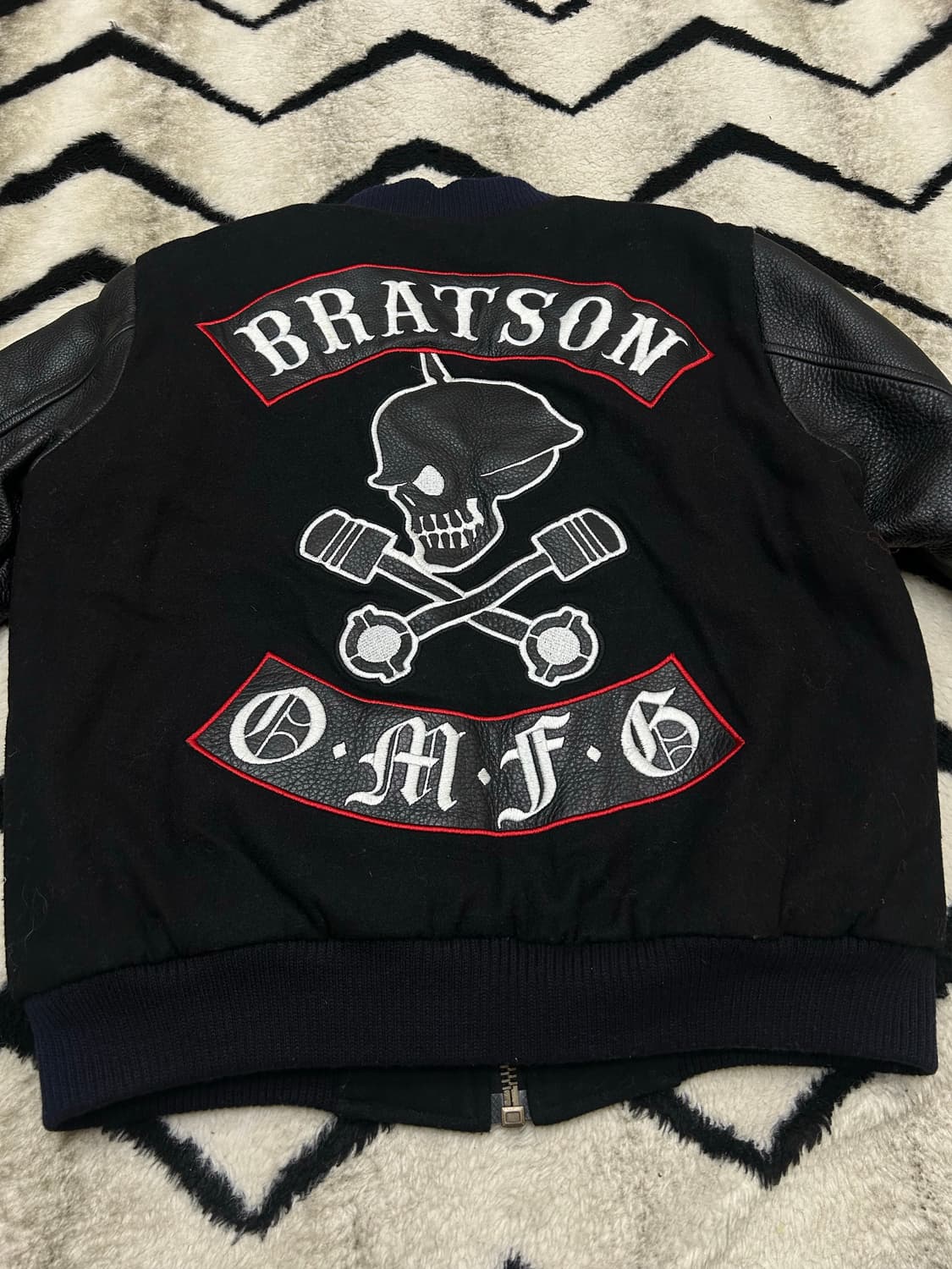 [S]브랫슨 패치 스컬 스타디움 바시티/소가죽 상품이미지2