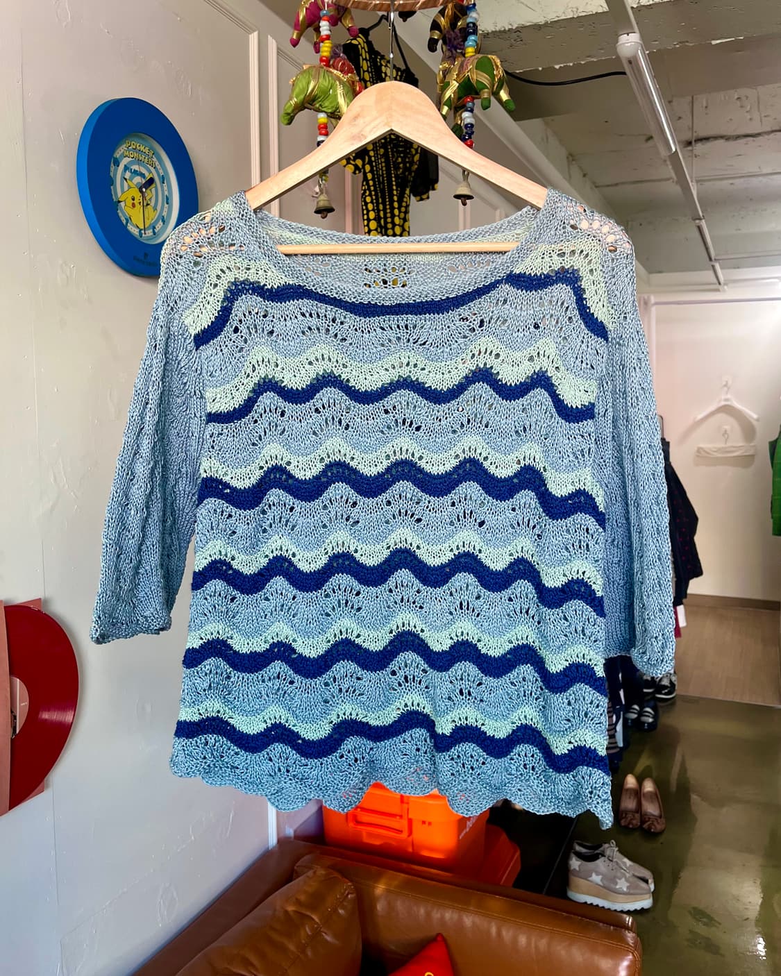Jpn Vintage Waves Pattern Mesh Knit 상품이미지3