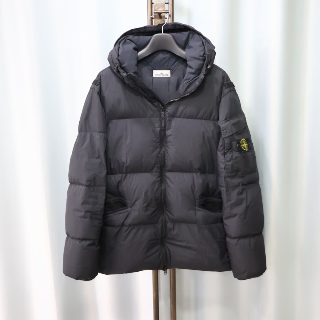 스톤아일랜드 크링클랩스 나일론 후드 블랙 패딩 XXL/110 상품이미지1