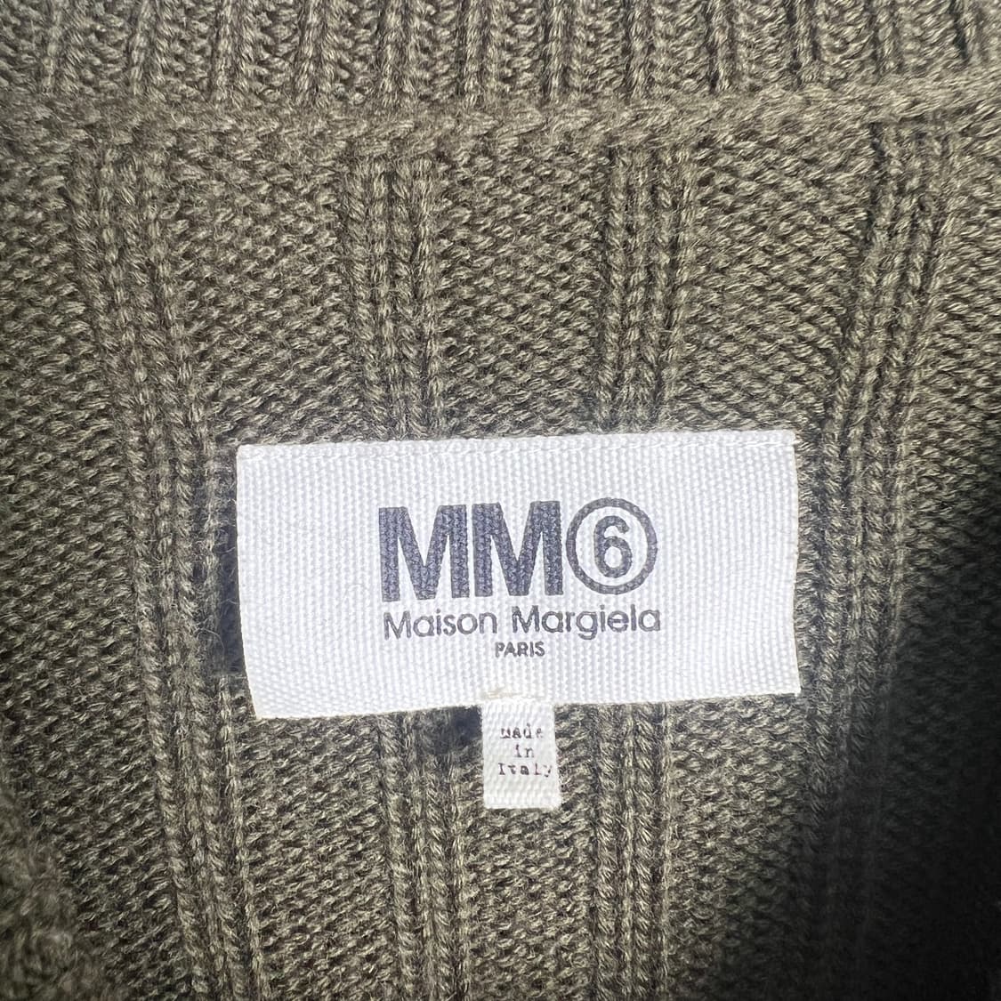 16FW MM6 메종 마르지엘라 딥 카키 골지 니트 스웨터 XL 상품이미지5