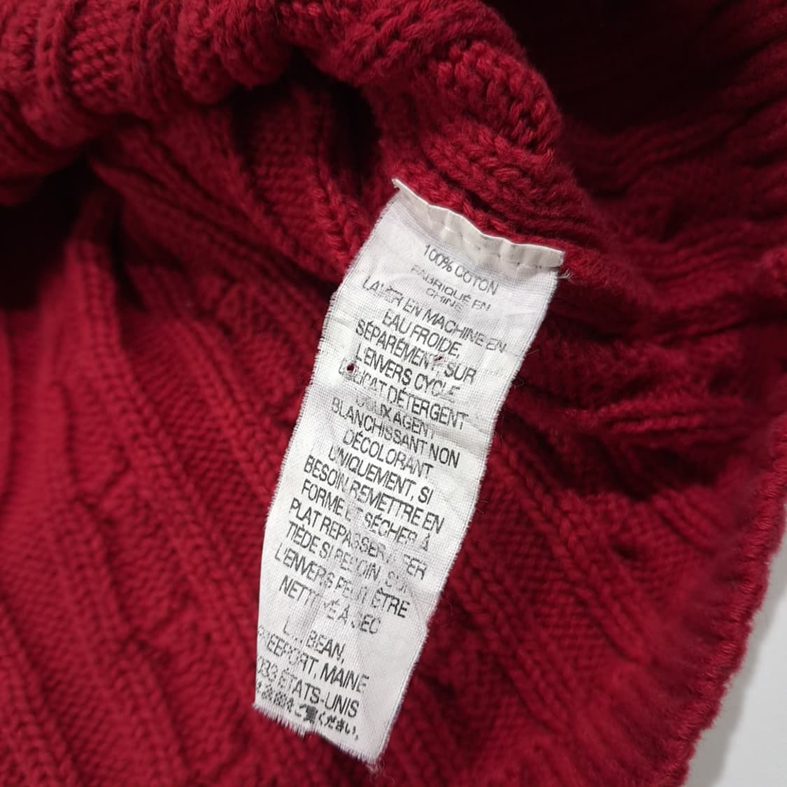 CL306 L 엘엘빈 00s 코튼 케이블 집업 레드 니트 스웨터 상품이미지5