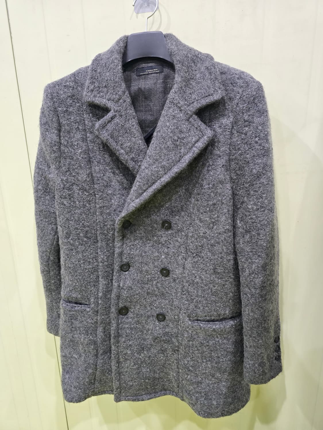 자라 남성 울 더블 버튼 회색 코트 상품이미지2
