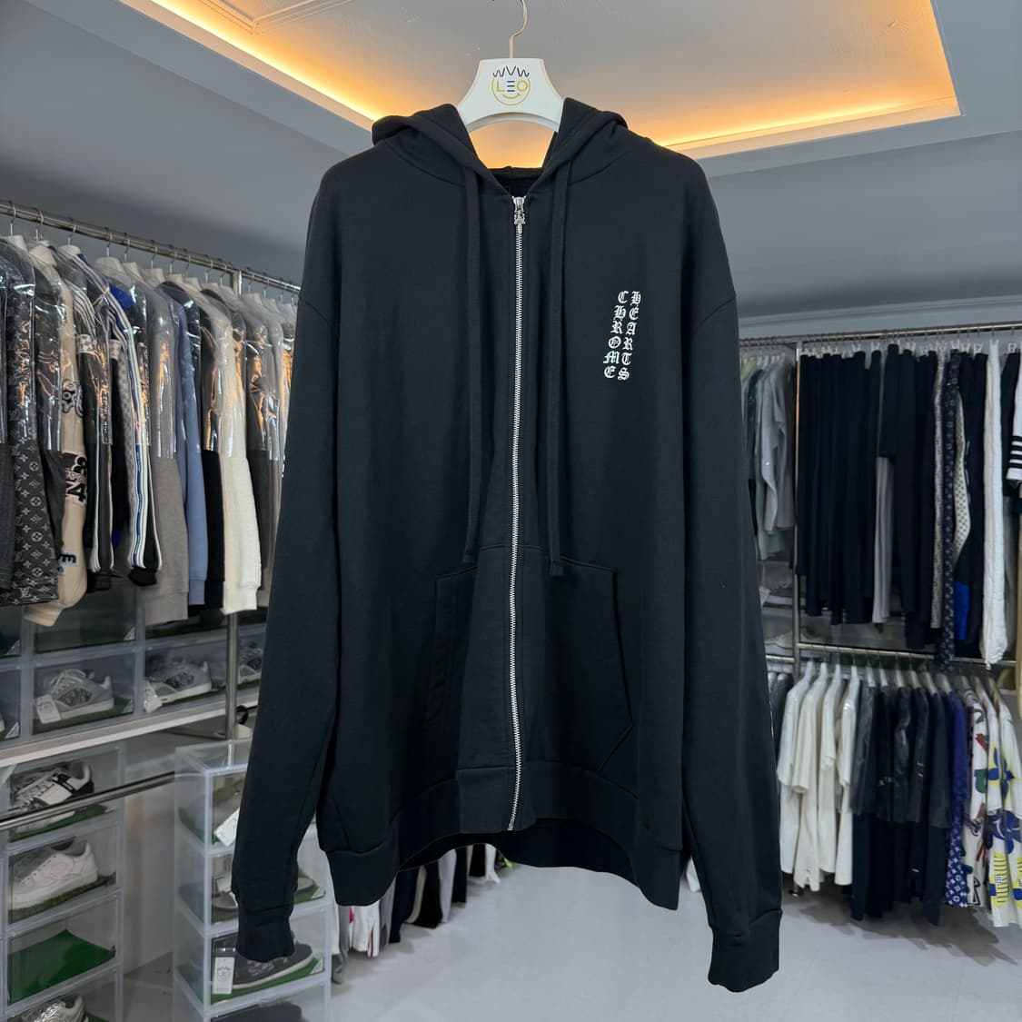 [리오브] 크롬하츠 버티컬 로고 후드집업 상품이미지1