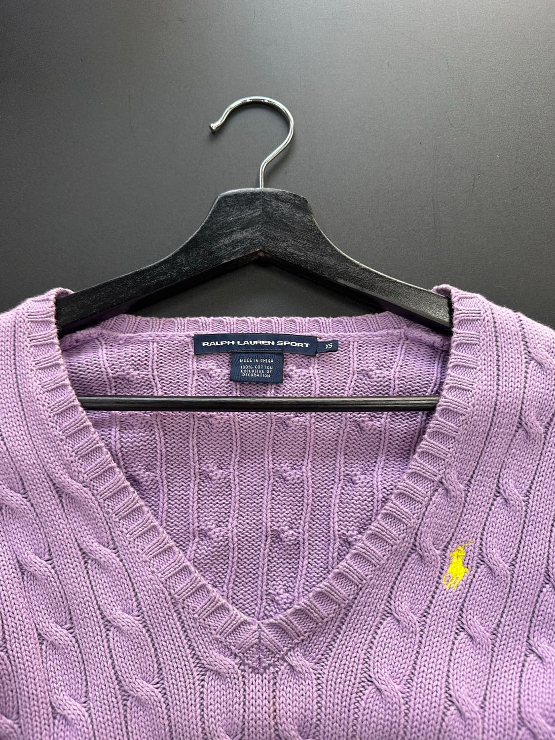 폴로랄프로렌 스포츠 케이블꽈배기 브이넥니트 퍼플 상품이미지6