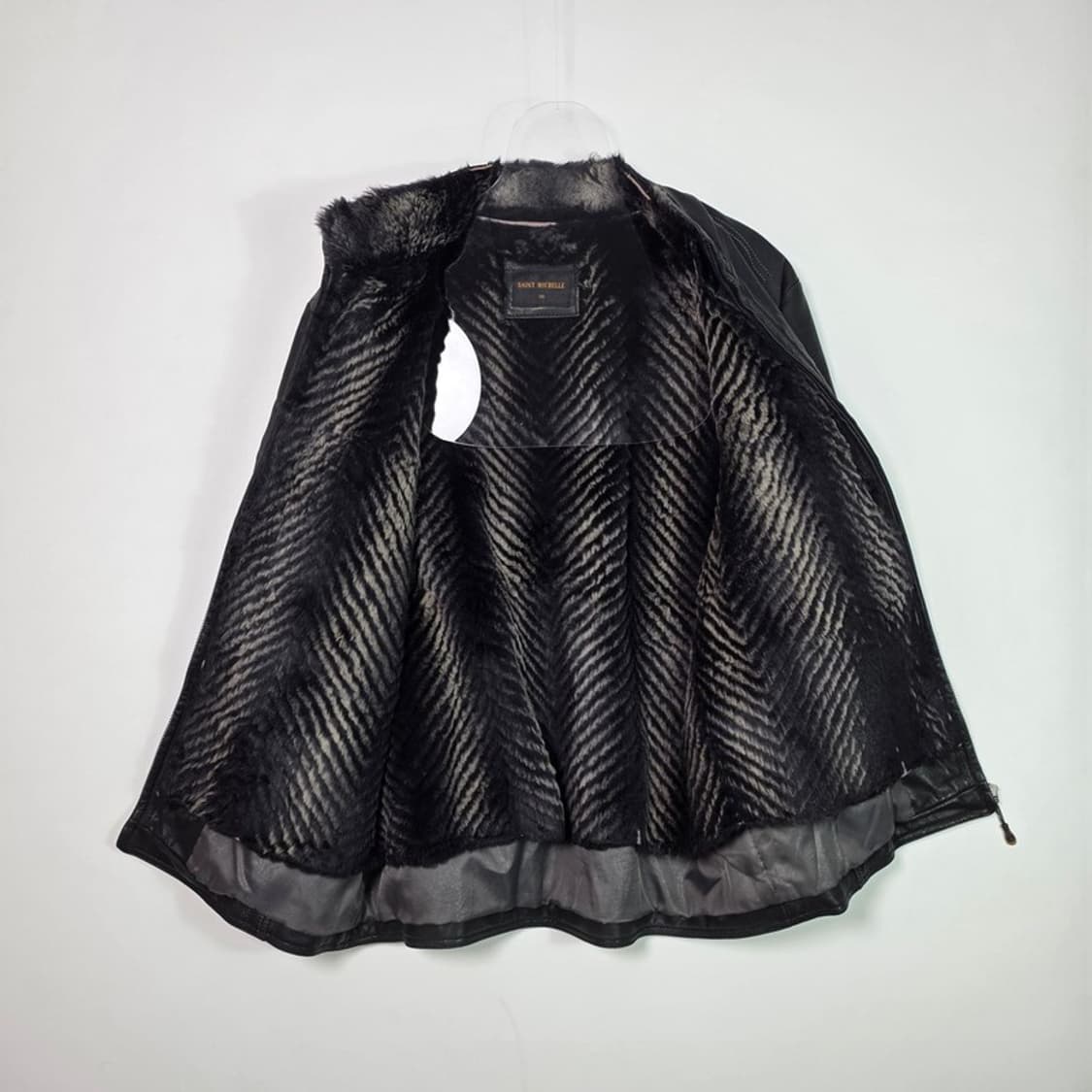 SAINT MICHELLE 퍼라이닝 블랙 가죽 자켓 L 상품이미지5