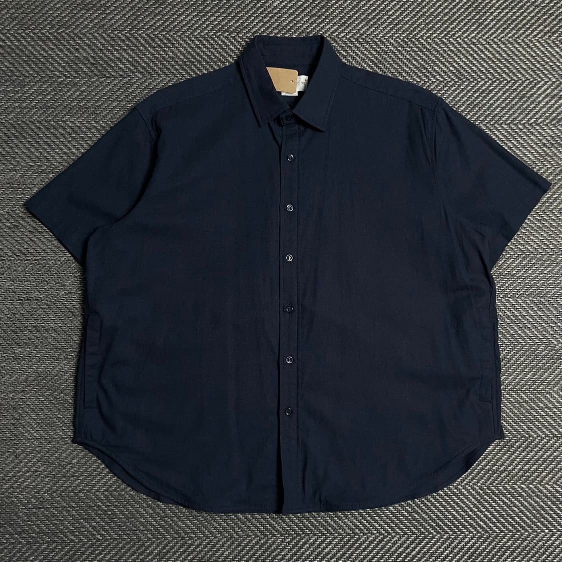 라퍼지 스토어 미니멀 박시핏 린넨 네이비 반팔 셔츠o 5173 상품이미지1