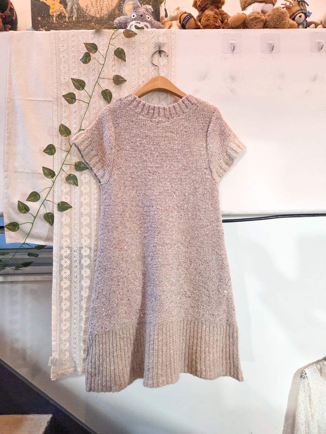 핑크 반팔 니트 원피스 상품이미지4