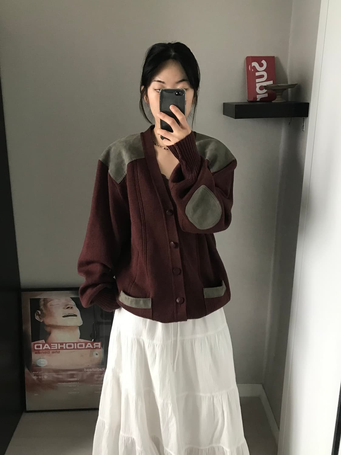 버버리 90년대 올드스쿨 코만도 니트 가디건 버건디 상품이미지1