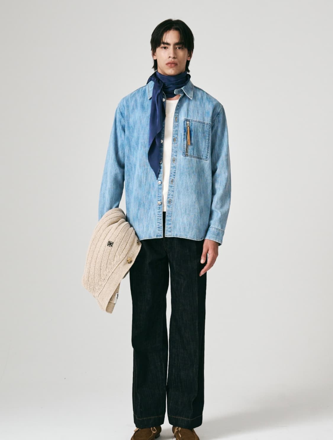 세터 집 포켓 데님 셔츠 라이트 워시드 블루 상품이미지1