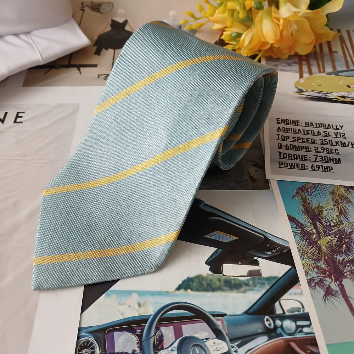 에르메네질도 제냐 실크 스트라이프 넥타이 9.9cm A+등급 A18889 상품이미지2