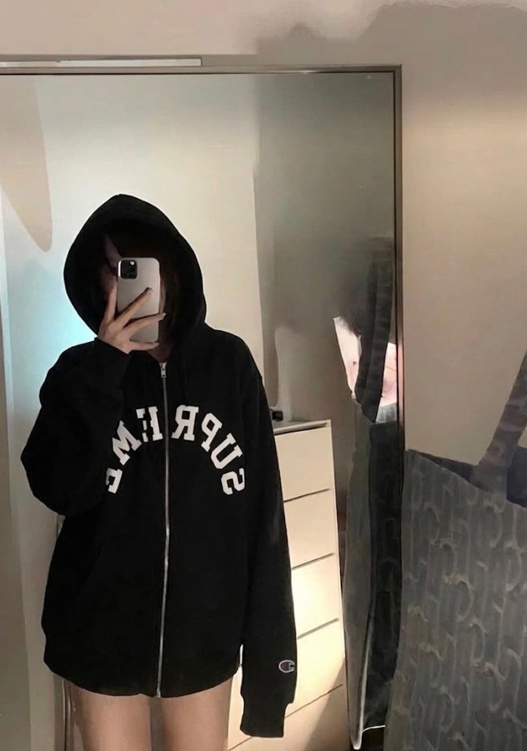 [XL]슈프림 x 챔피온 후드집업 블랙 -24ss 상품이미지1