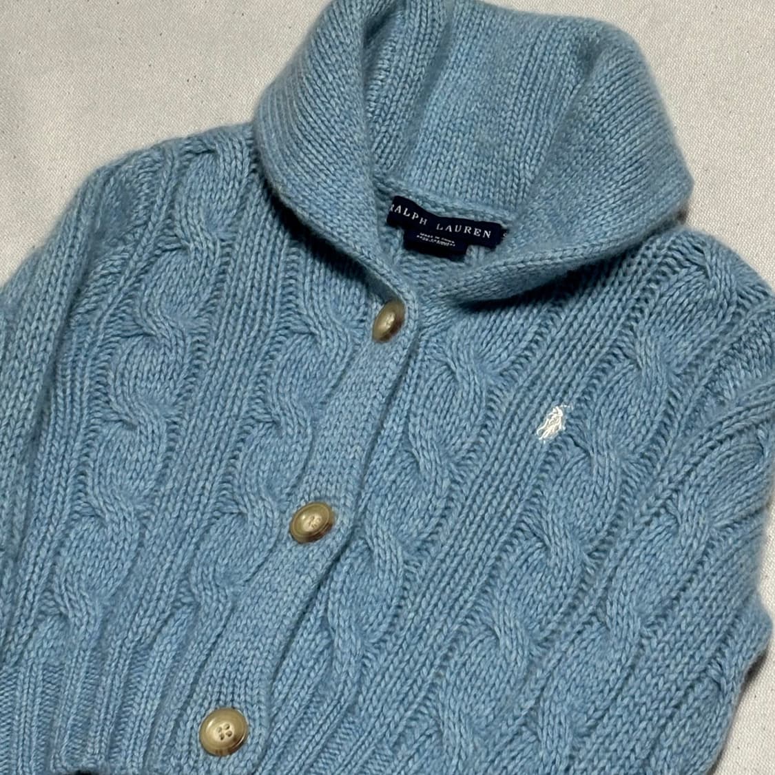 🫶🏻 폴로랄프로렌 스카이블루 여성용 캐시미어 숄 카라 가디건 🫶🏻 상품이미지2