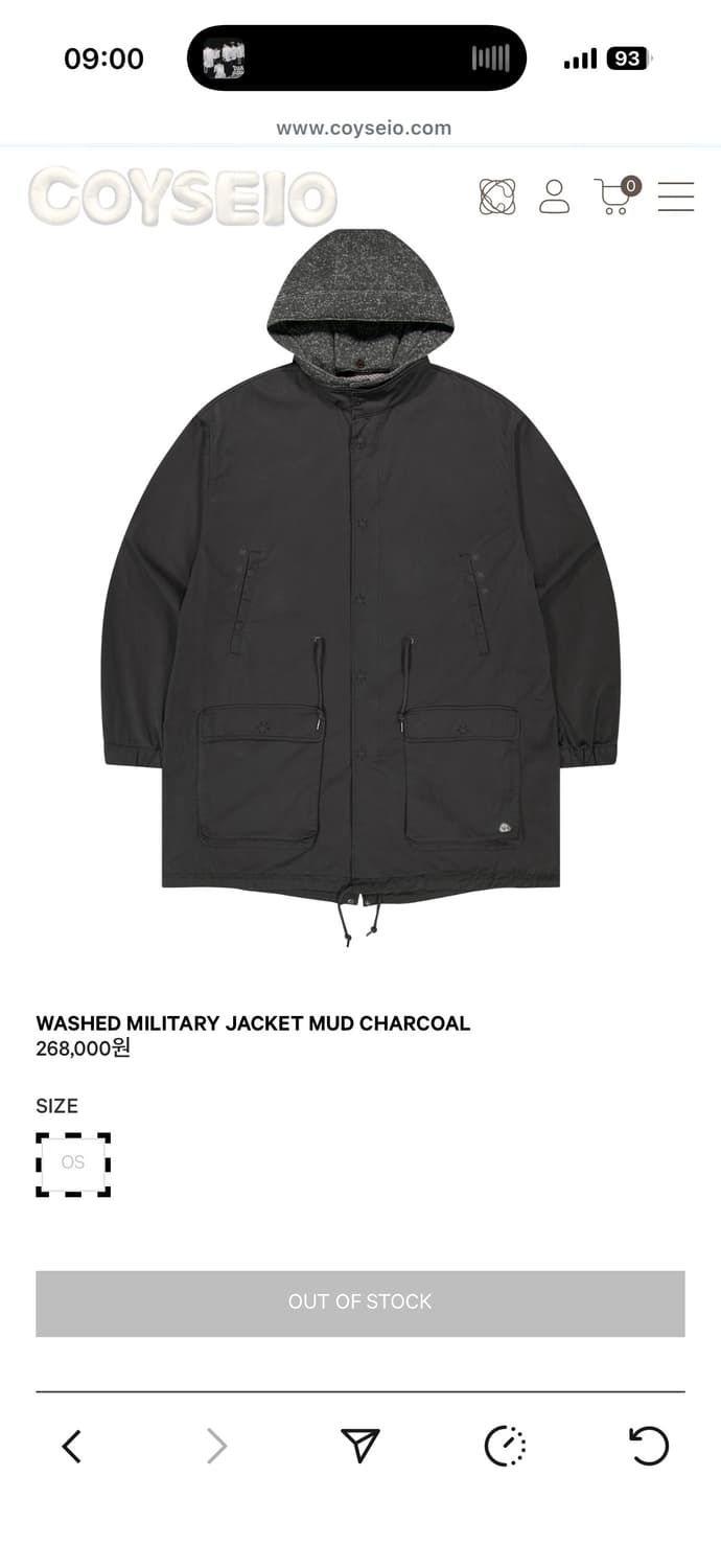 (구함) 코이세이오 야상 자켓 차콜 상품이미지1