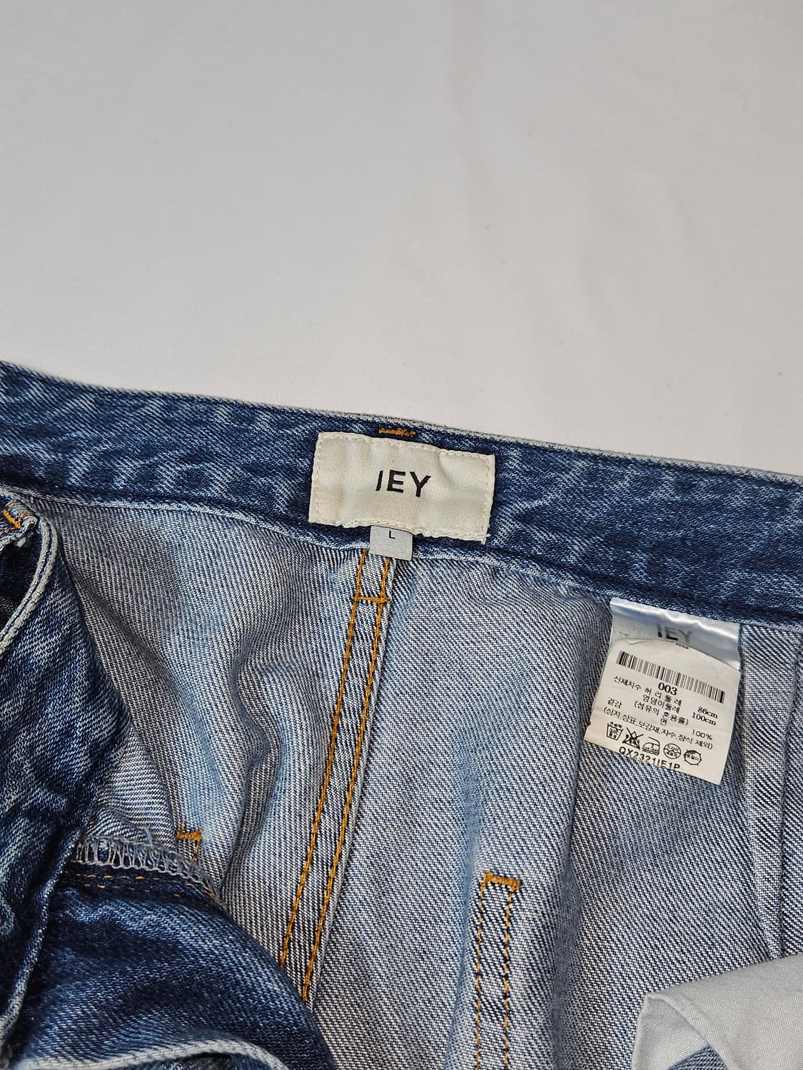 IEY 이에이 핀턱 와이드 데님팬츠 데미지 진 청바지 L 3사이즈 상품이미지4