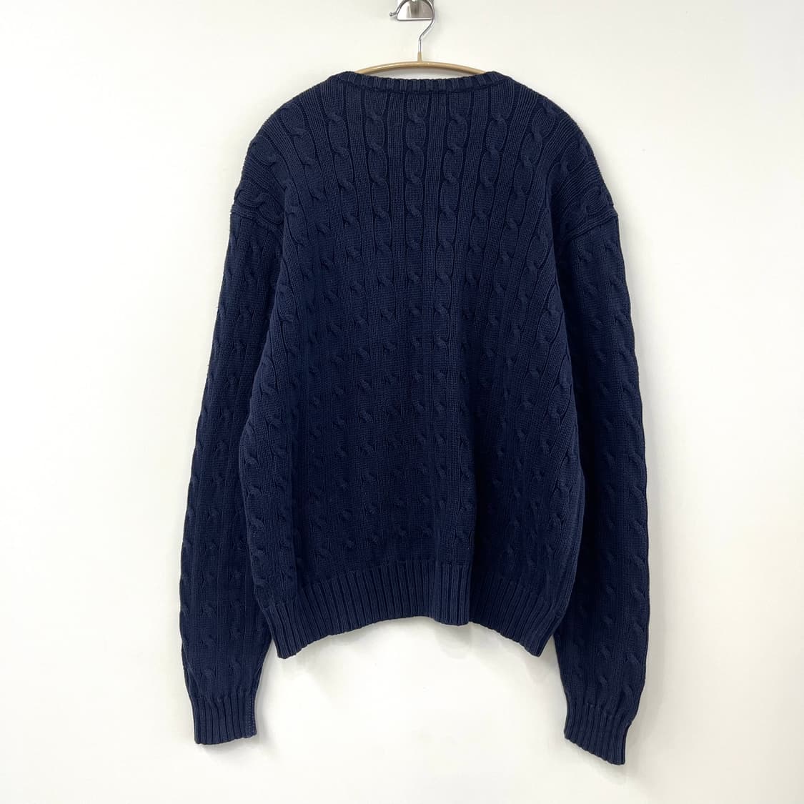 폴로 랄프로렌 네이비 브이넥 케이블 니트 상품이미지3