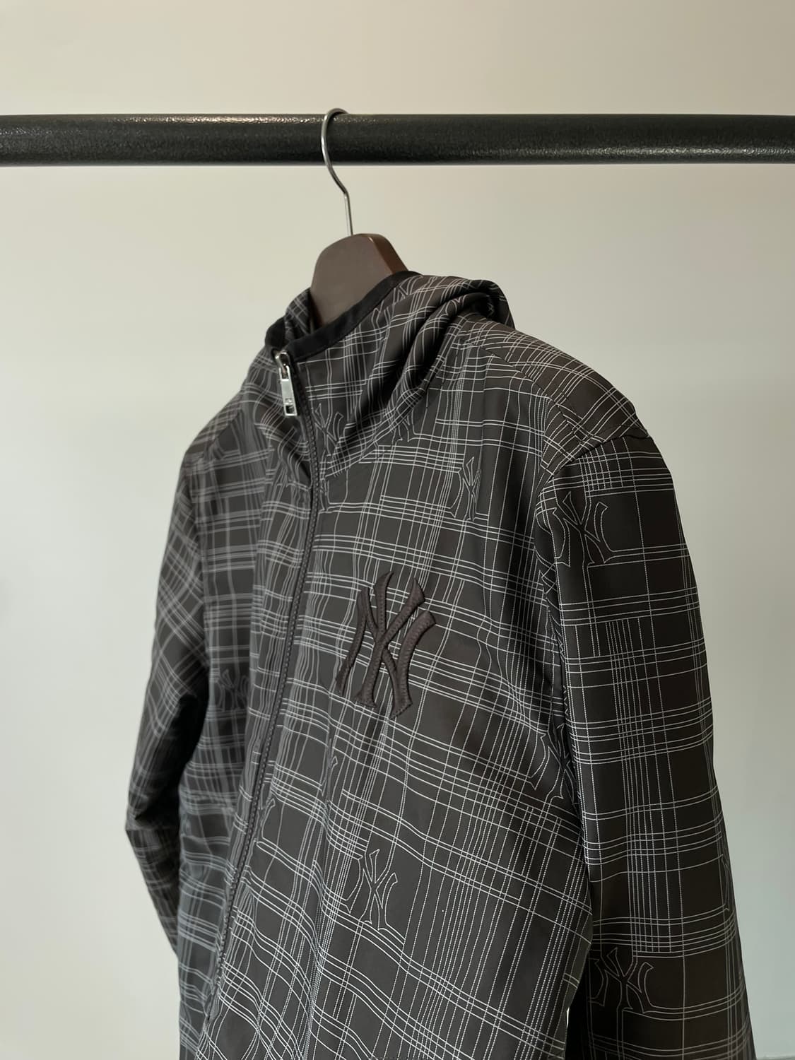 (100) MLB 양키스 브라운 체크 패디드 후드 자켓 상품이미지2