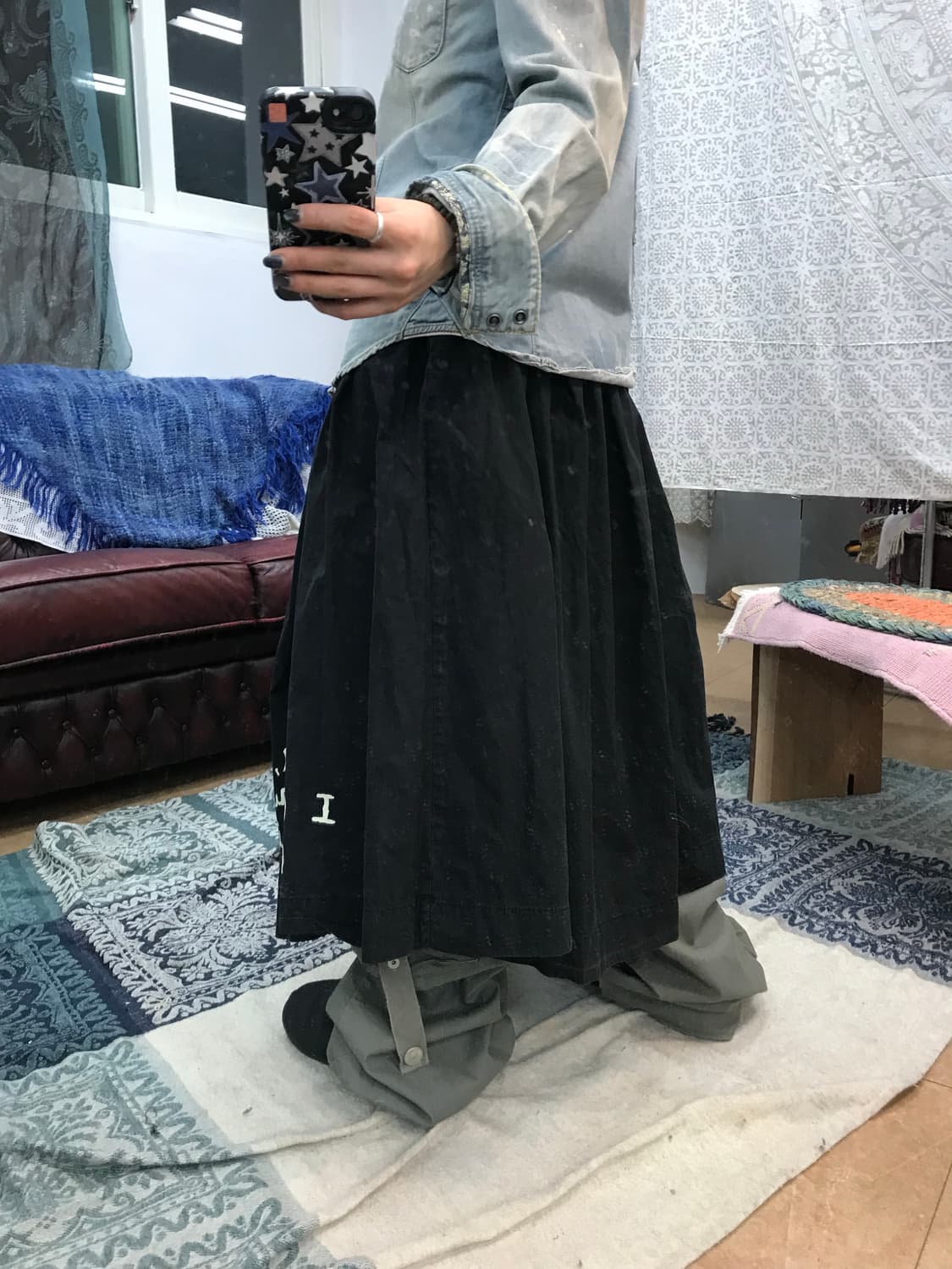 빈티지 여성 밴딩 레터링 코튼 스커트  상품이미지2