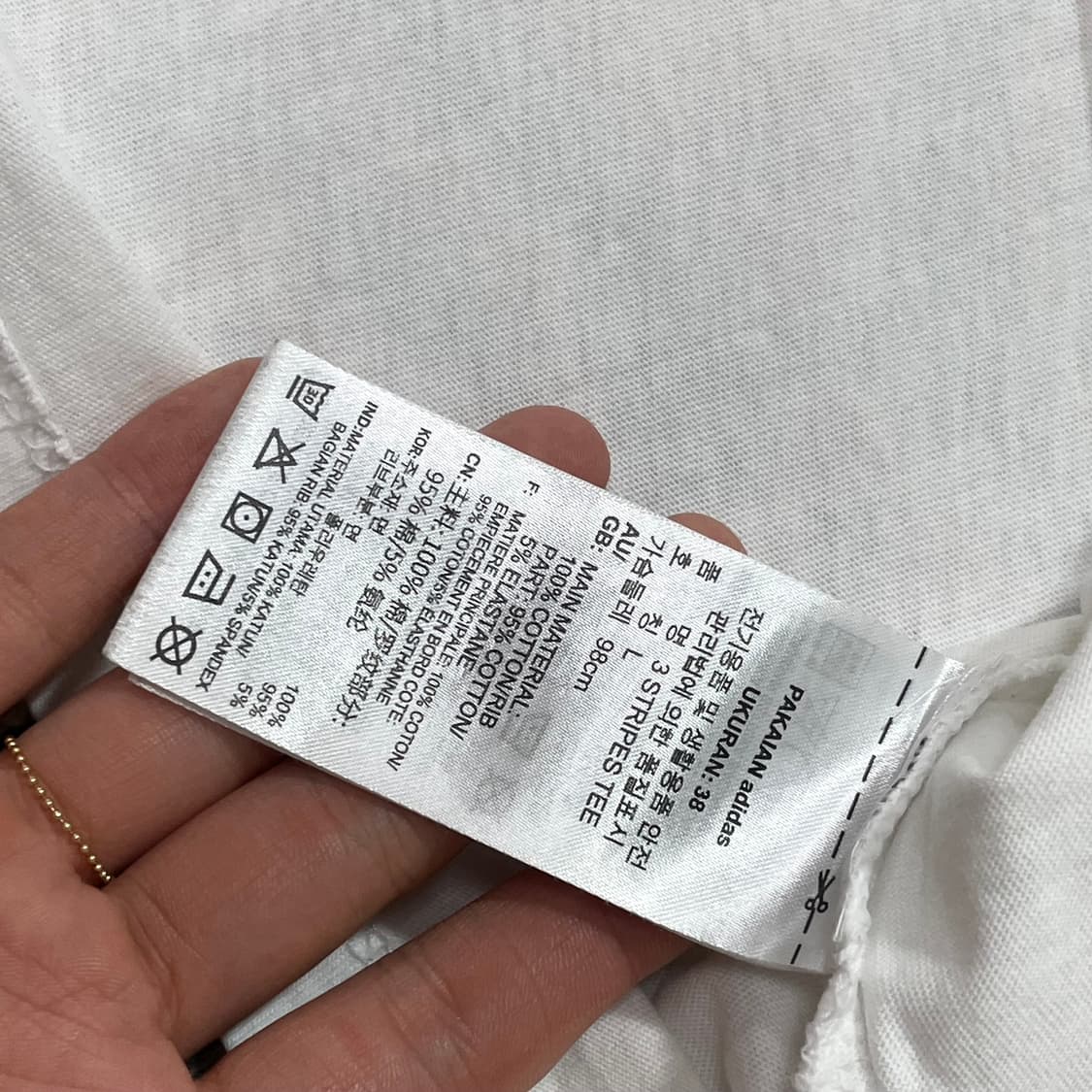 아디다스 오리지날 블랙 로고 화이트 면 반팔티셔츠 슬림핏 여성L 상품이미지4