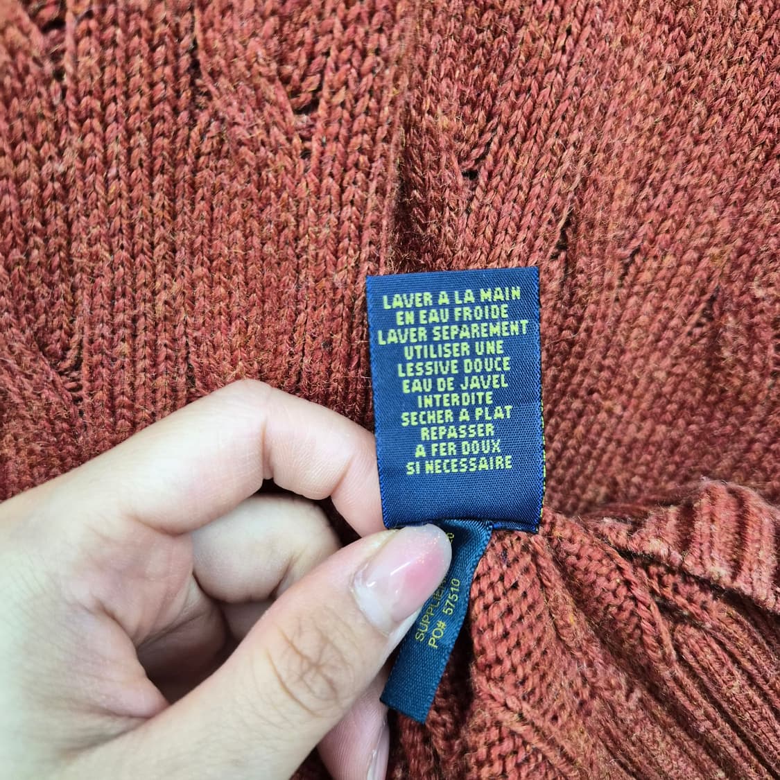 폴로 랄프로렌 케이블 니트 오렌지 남성 S 상품이미지6