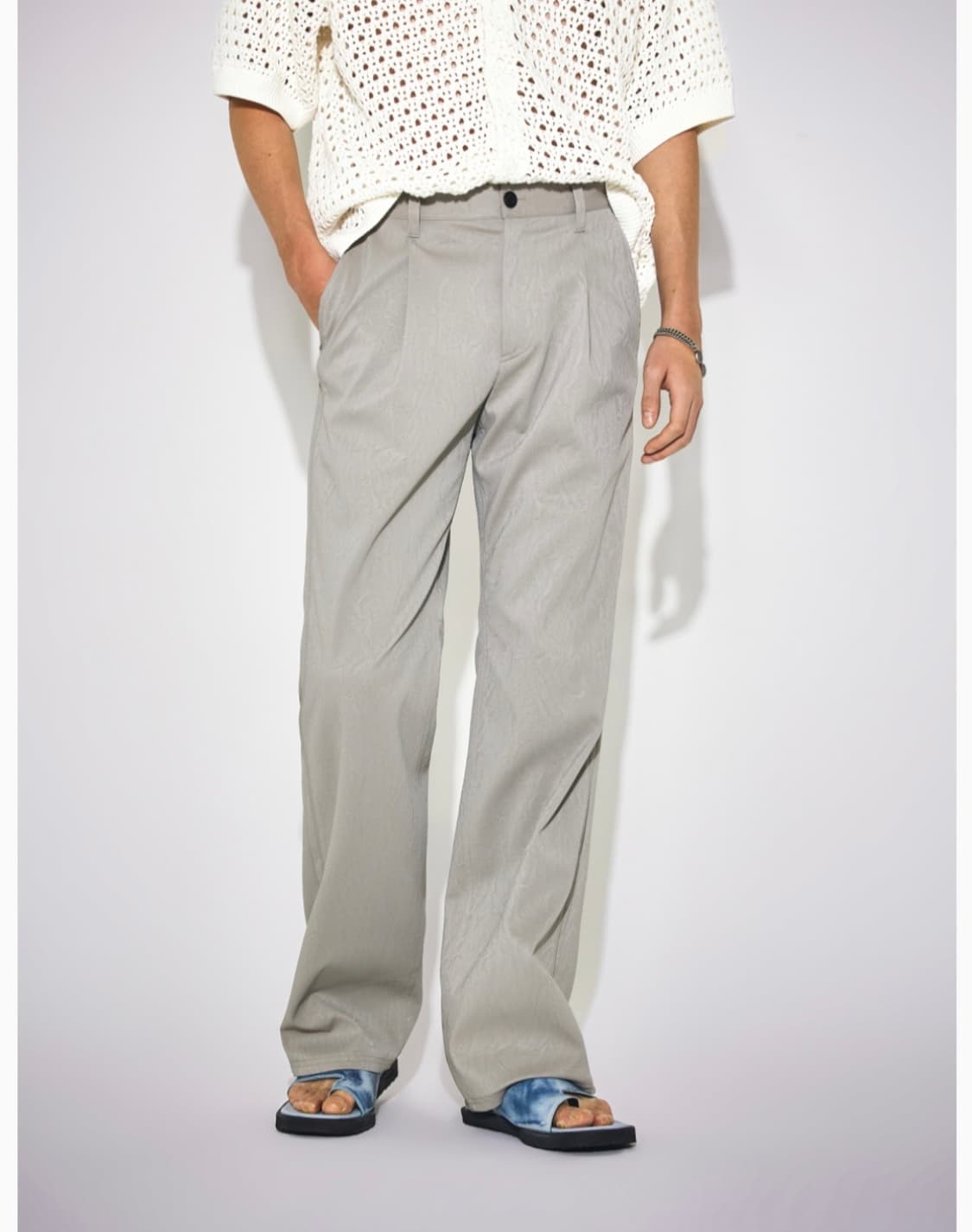 메종미네드 크리즈 레더 와이드 팬츠 48 (새상품) 상품이미지8