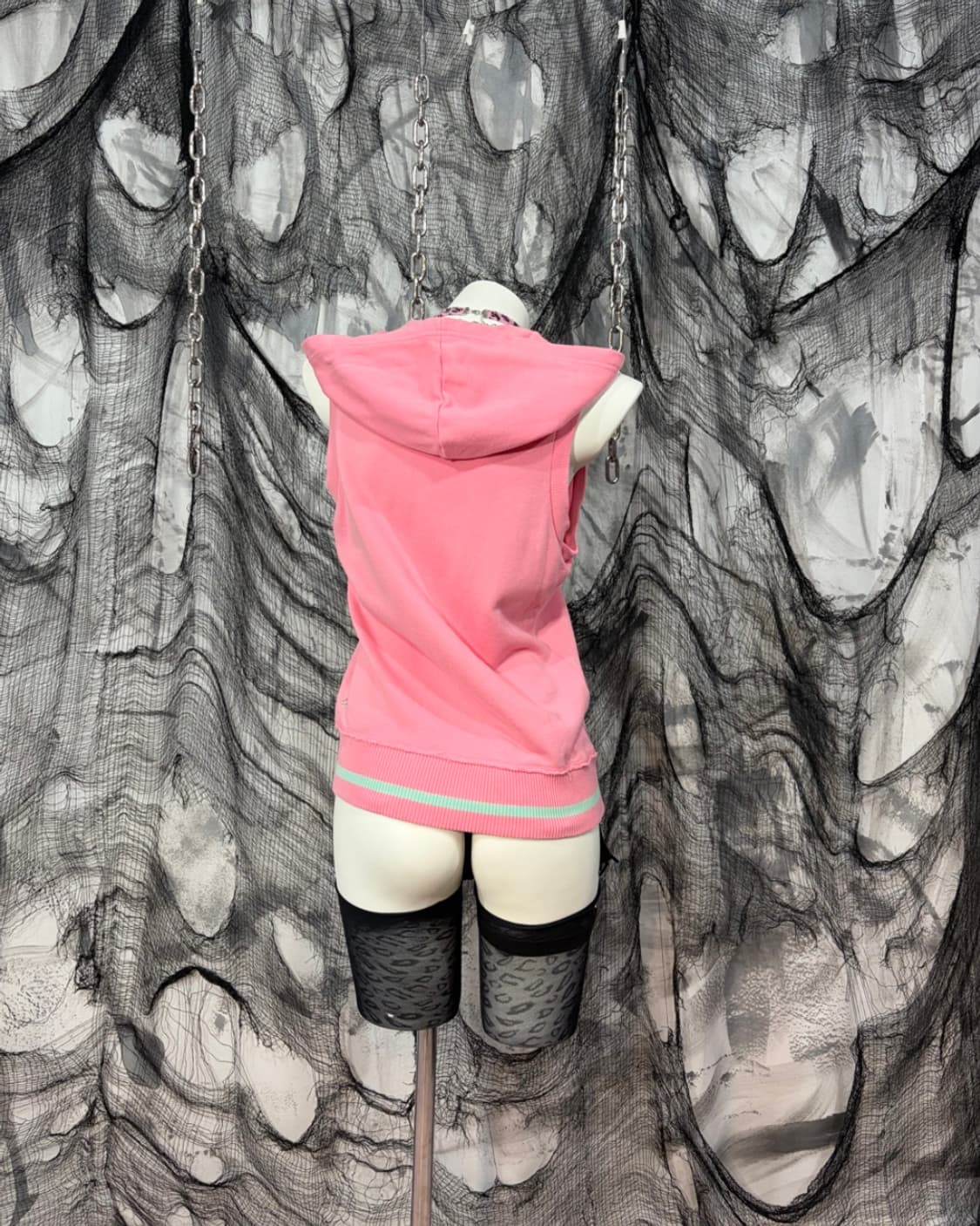 00‘s Y2k kiss mark pink vest  상품이미지4