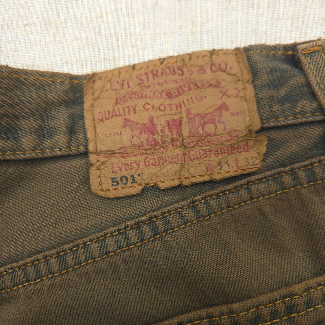 희귀 98년산 리바이스 501 영국 생산 브라운 컬러진 상품이미지5