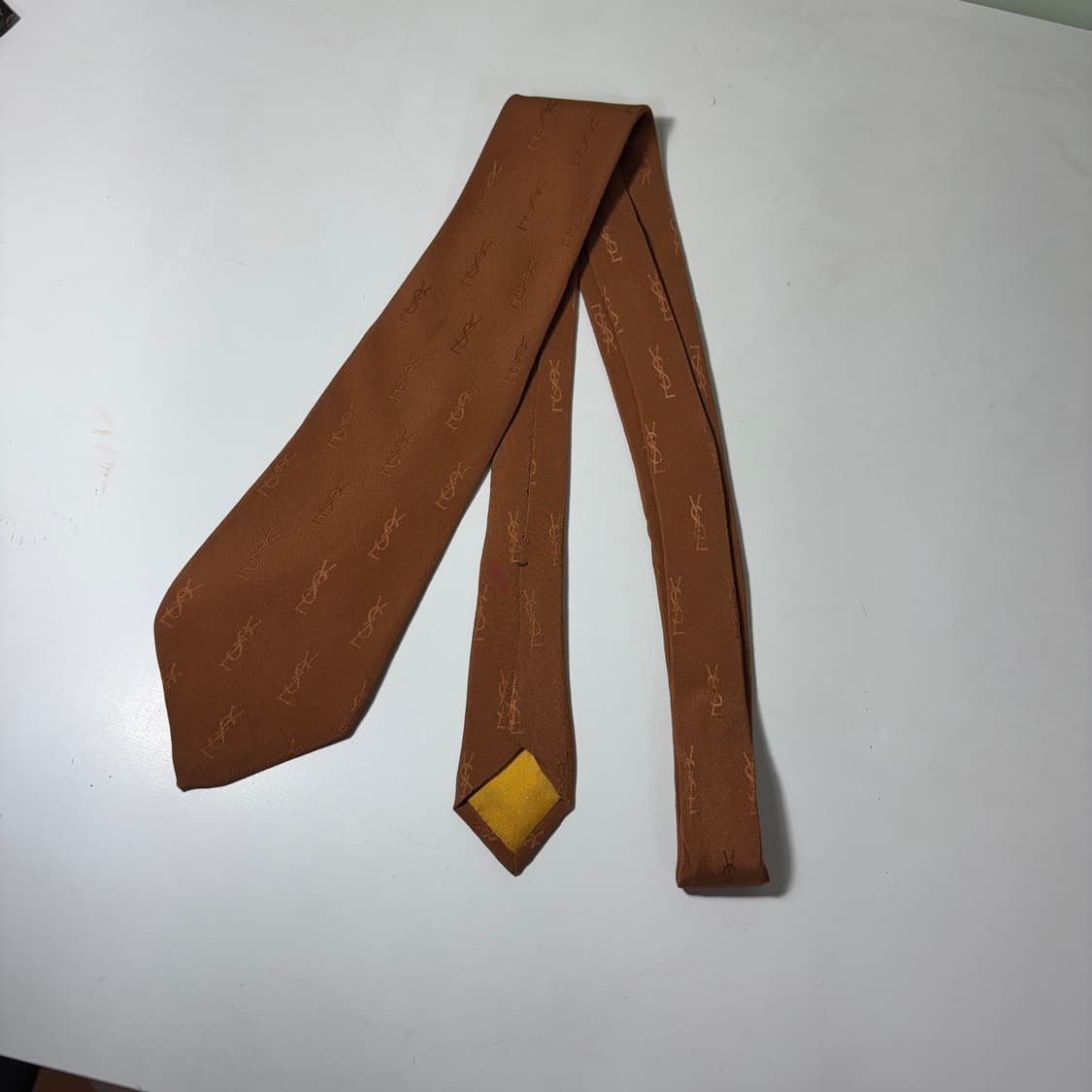 OS 입생로랑 YSL 브라운 실크 넥타이 상품이미지2