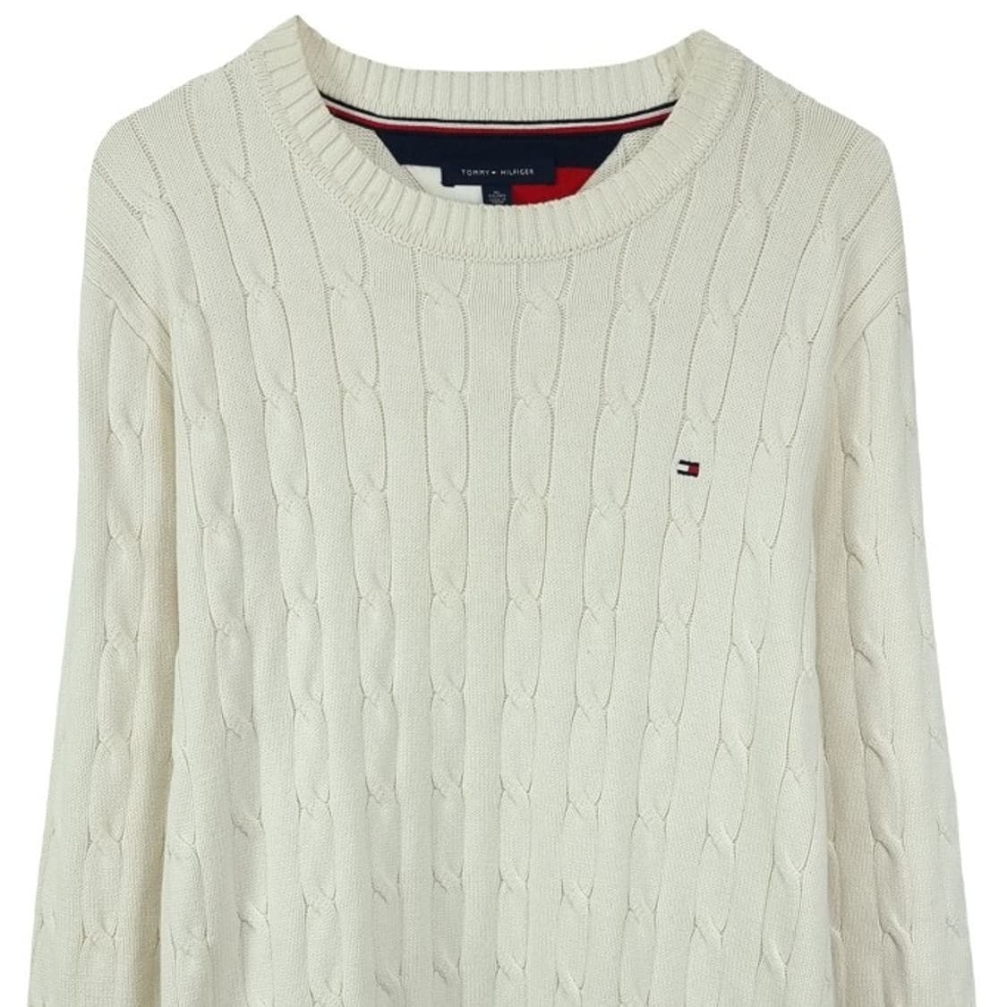 [타미힐피거] 로고 자수 케이블 꽈배기 니트 아이보리 M18899 상품이미지4