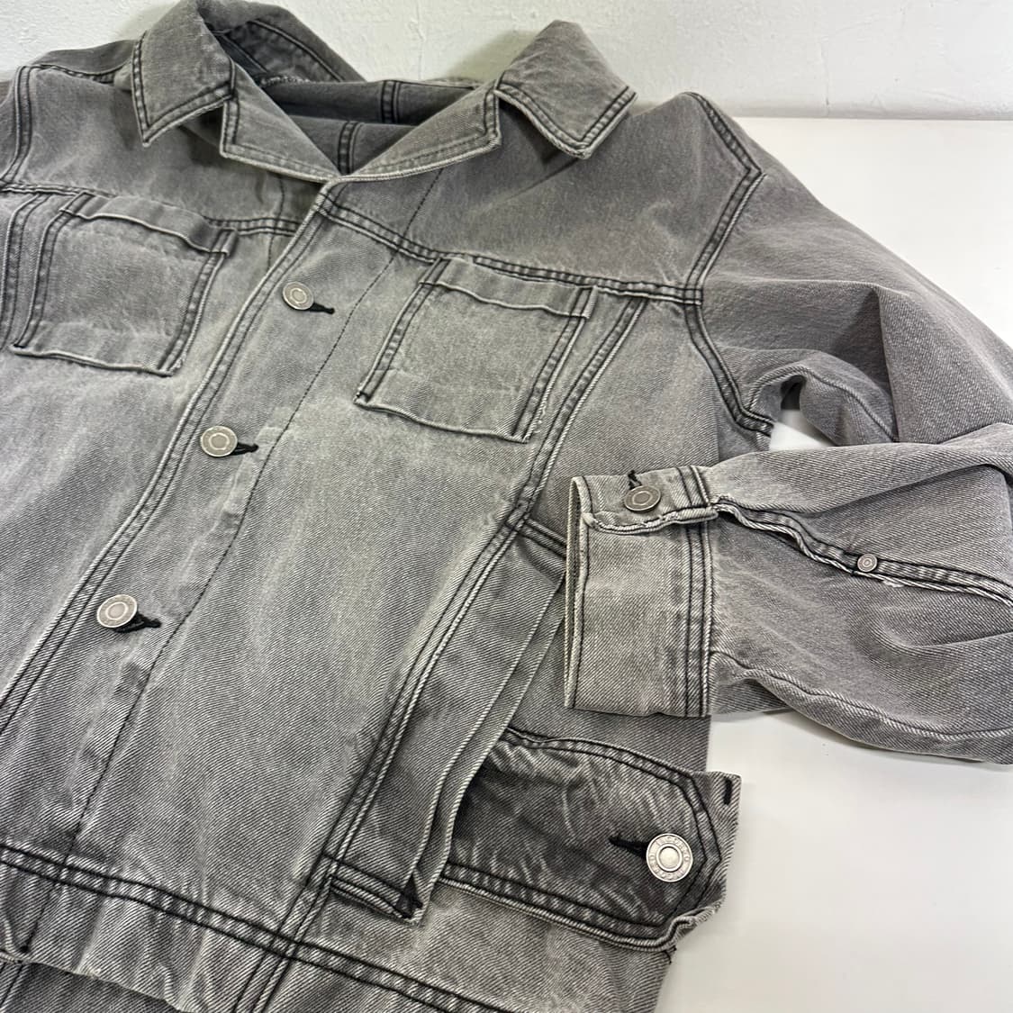 L 일꼬르소 빈티지그레이 투포켓 데님자켓 청자켓 상품이미지2