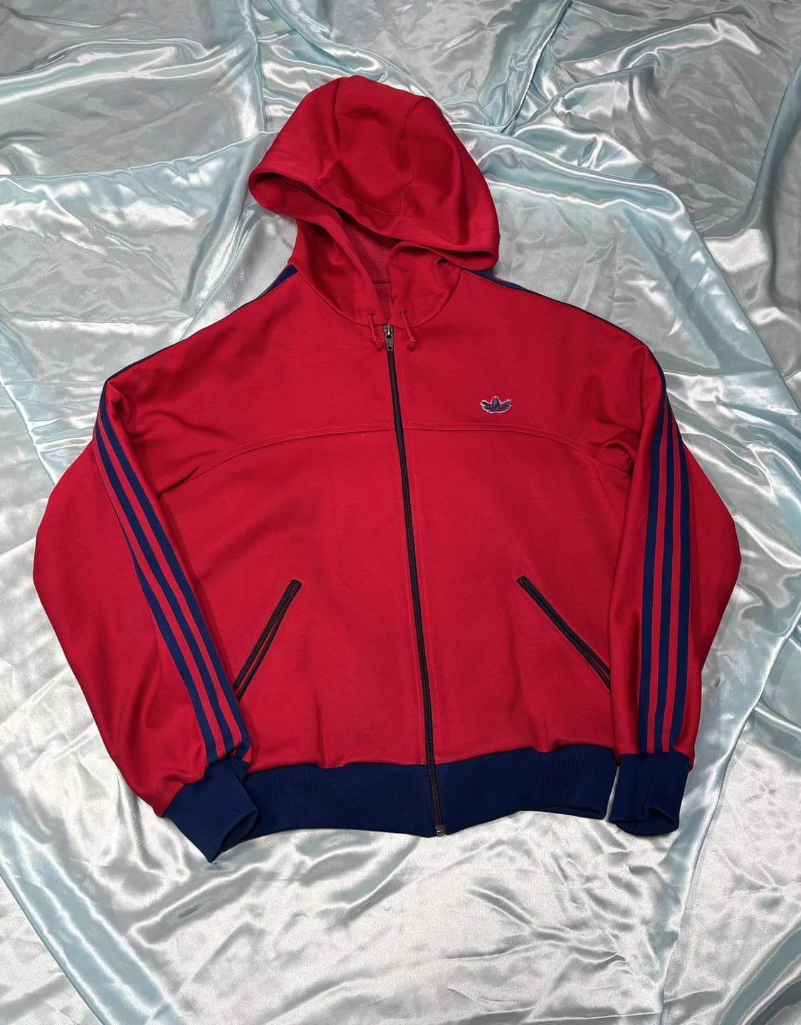 80s 빈티지 아디다스 데상트 후드 트랙탑 자켓 레드 상품이미지5