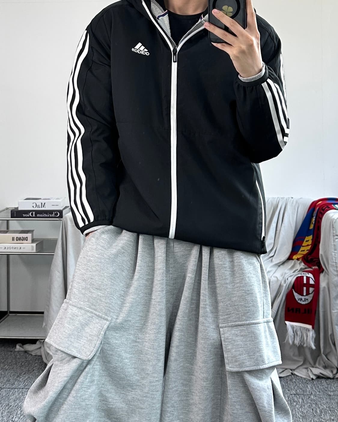 아디다스 블랙 후드 바람막이 L 상품이미지3