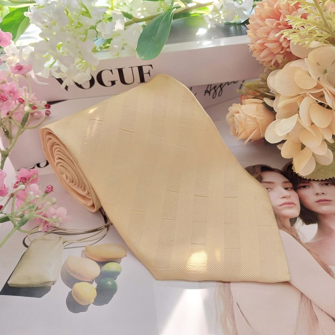 발망 옐로우 자카드 블록 패턴 실크 넥타이 9.6cm A등급 K1523
 상품이미지2