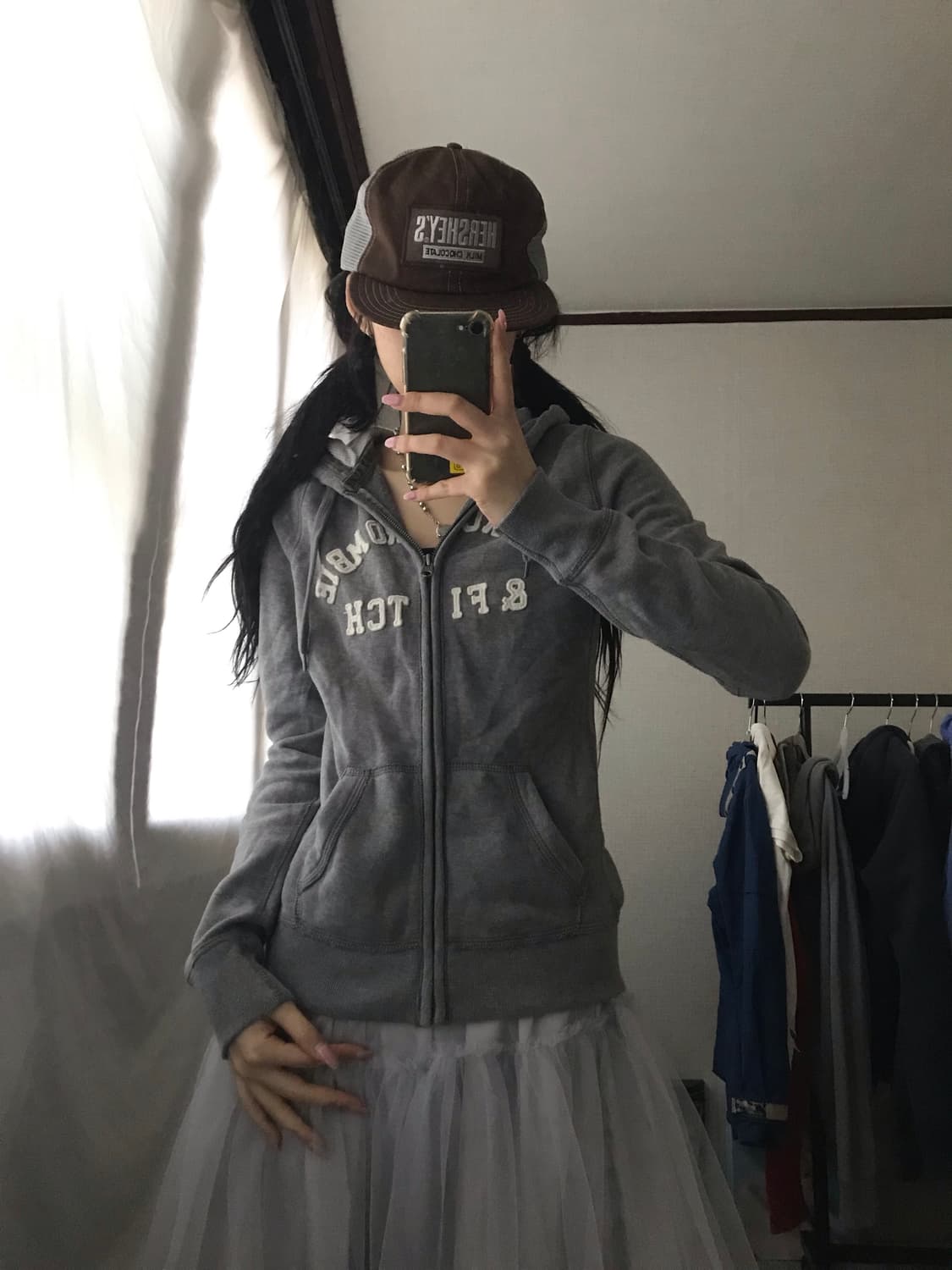 아베크롬비 그레이 딱붙핏 후드집업 상품이미지1