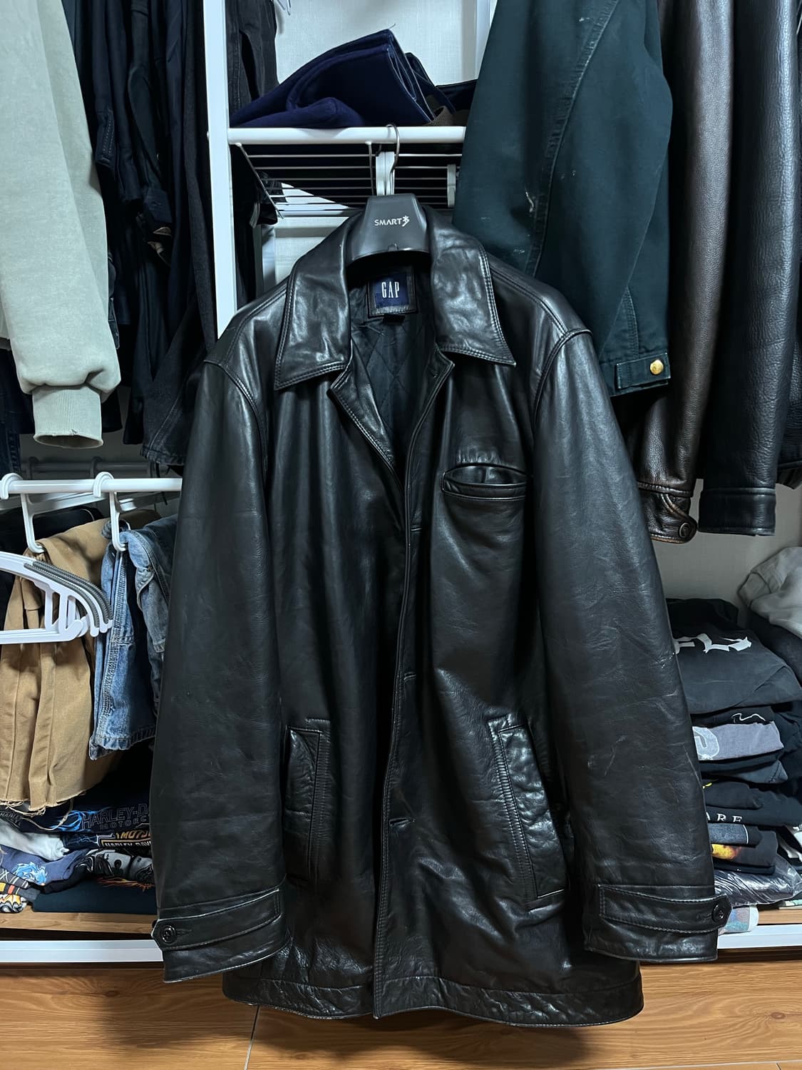 Old Gap Leather Car Coat 상품이미지1